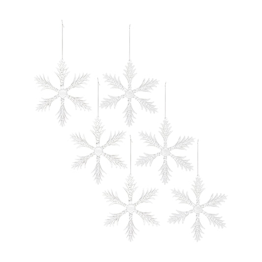 Clear Glass Mini Snowflake Tree Ornament (Set of 6)