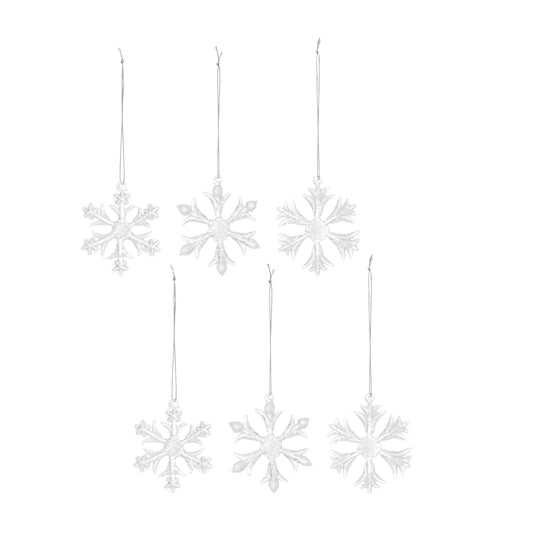 Clear Glass  Snowflake Tree Ornament (Set of 6)