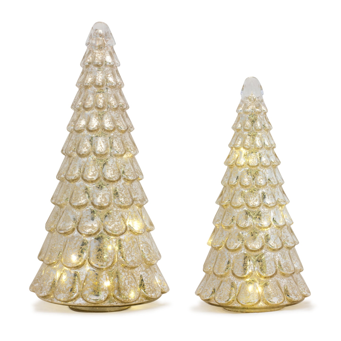 LED Lighted Mercury Glass Holiday Tree Décor (Set of 2)
