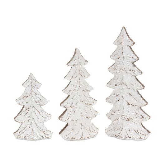 Carved Wood Design Holiday Tree Décor (Set of 3)