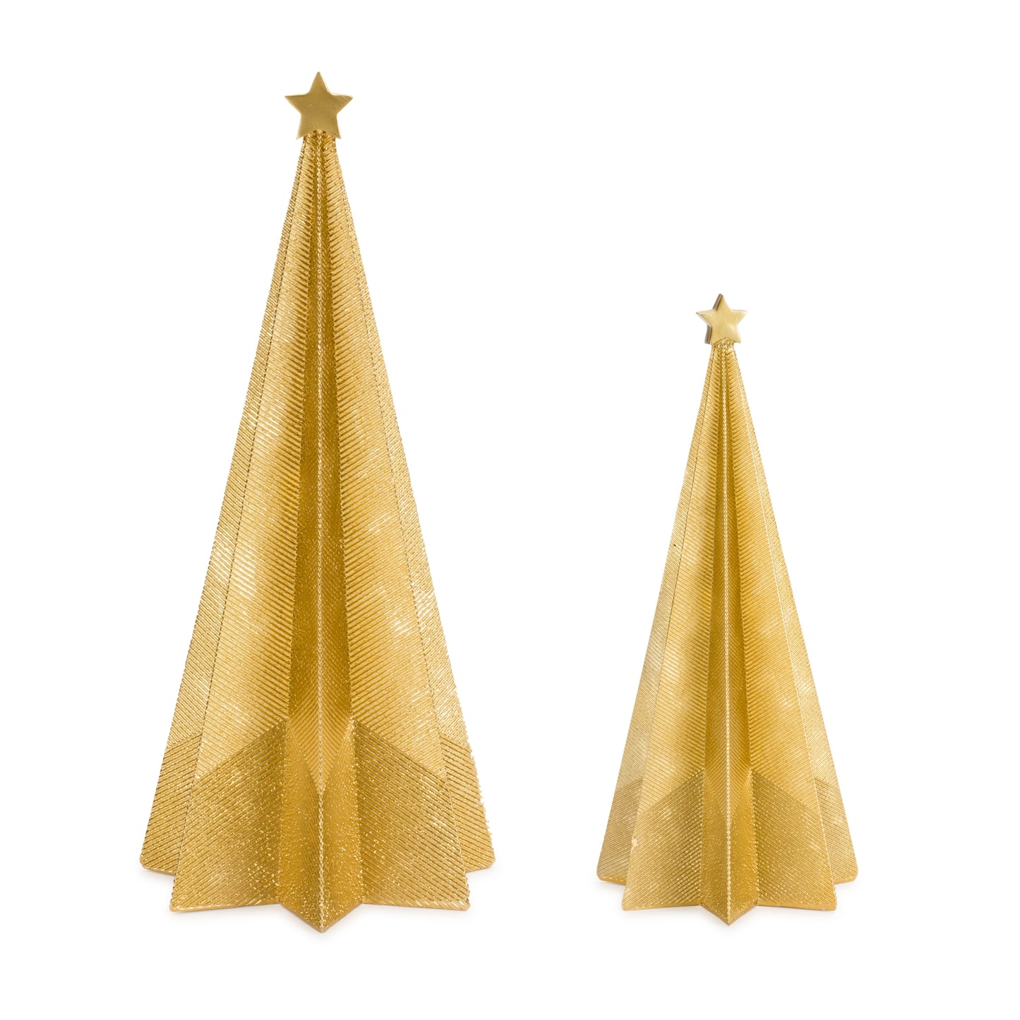 Modern Gold Holiday Tree Décor with Etched Design (Set of 2)