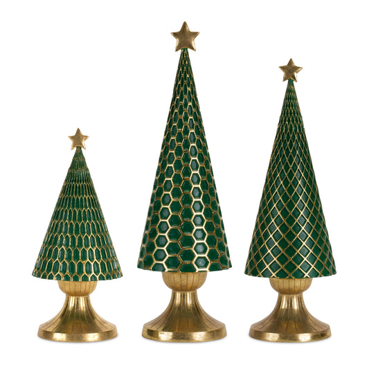Geometric Gold Holiday Tree Décor (Set of 3)