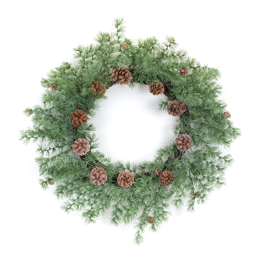 Winter Pine Wreath with Pine Cones 24"D