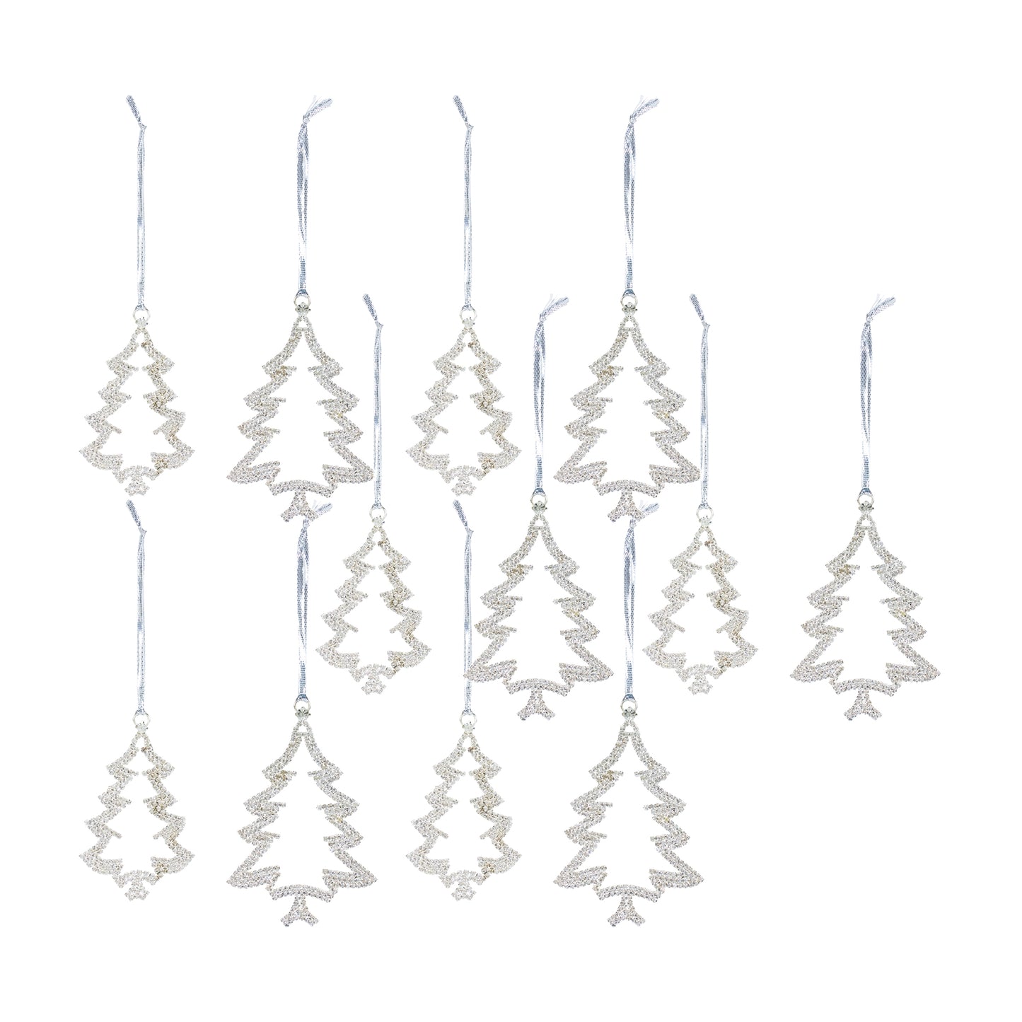 Silver Jeweled Tree Snowflake Ornament (Set of 12)