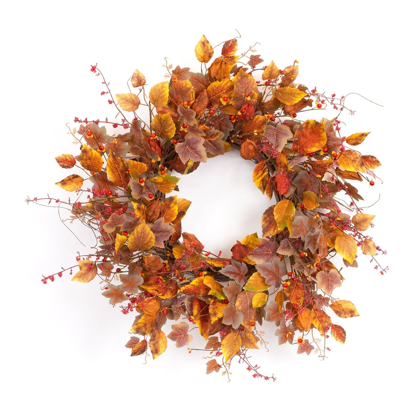 Fall Leaf and Bittersweet Berry Twig Wreath 16.5"D