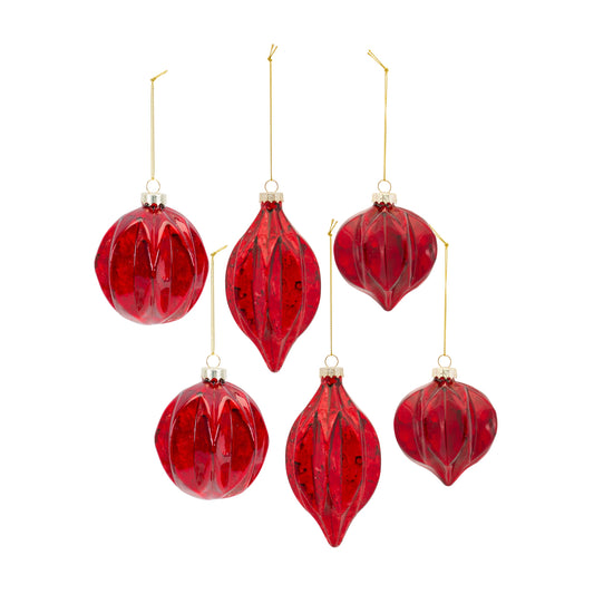 Rustic Red Glass Ornament (Set of 6)