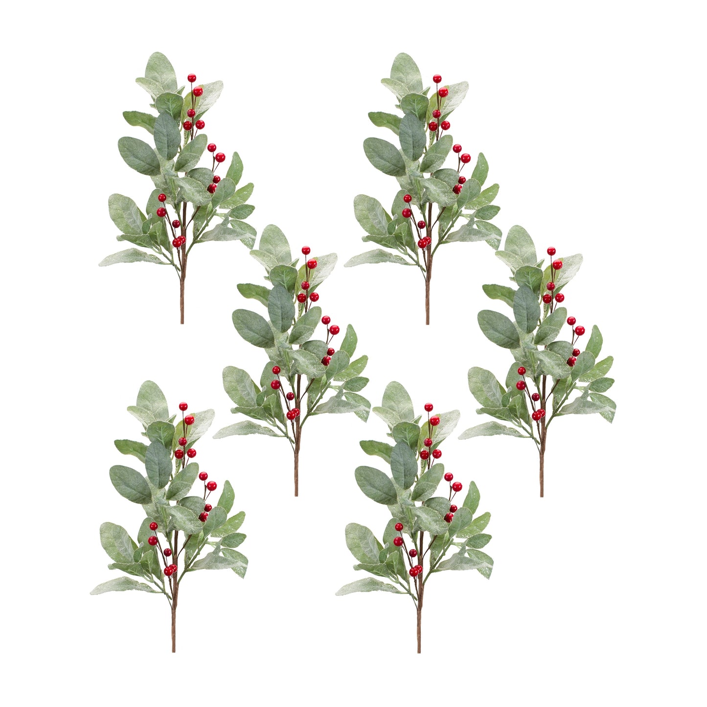 Frosted Mistletoe Spray with Berries (Set of 6)