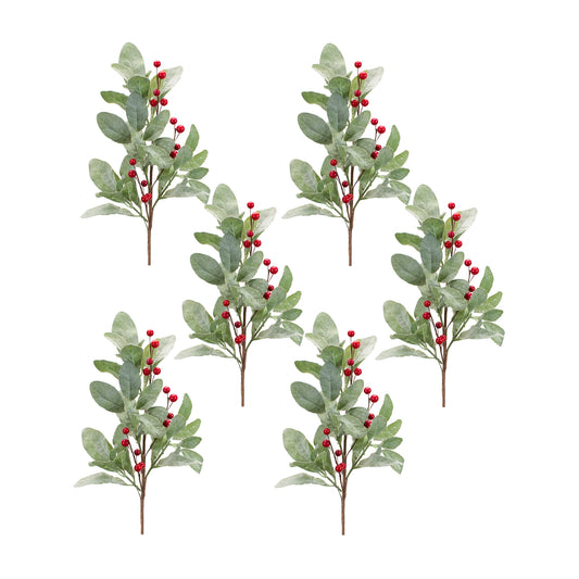 Frosted Mistletoe Spray with Berries (Set of 6)