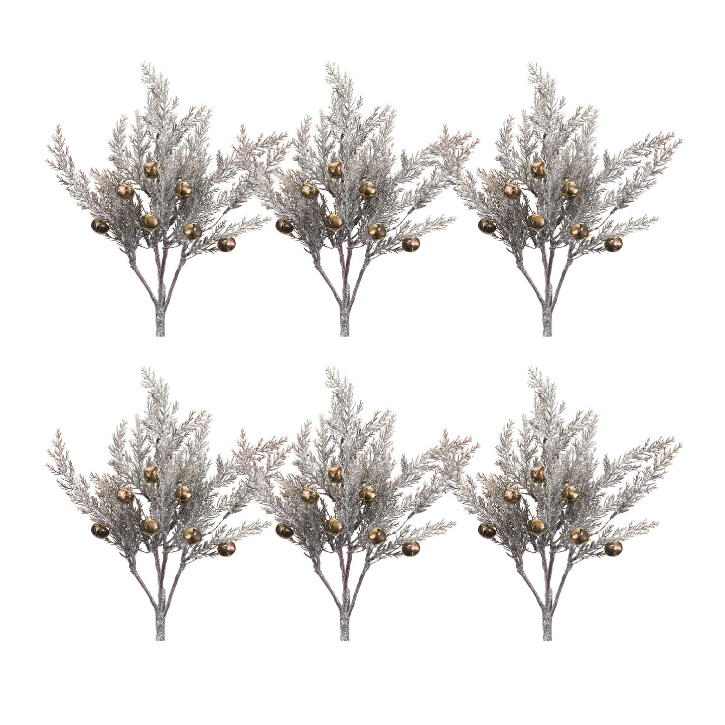 Silver Pine Pick with Bronze Bells (Set of 6)
