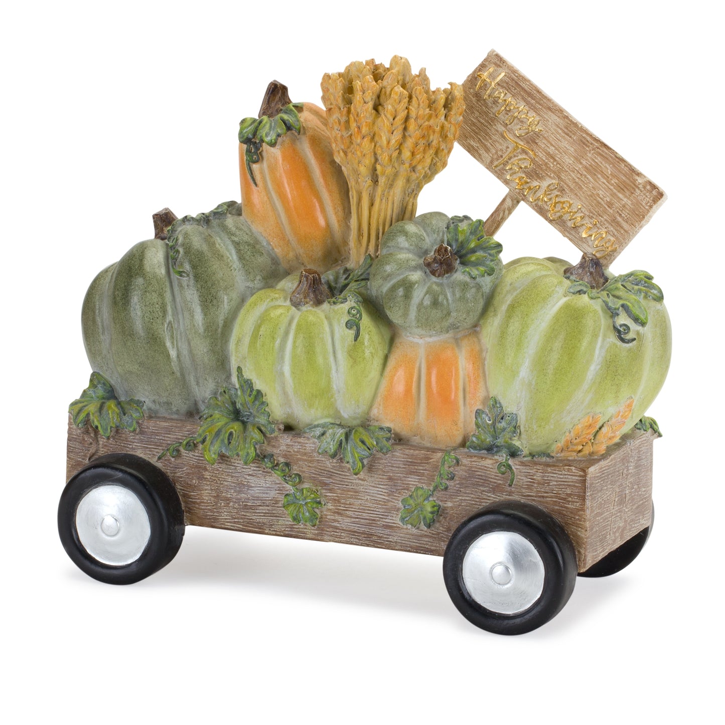 Happy Thanksgiving Wagon and Pumpkin Figurine 8.5"L