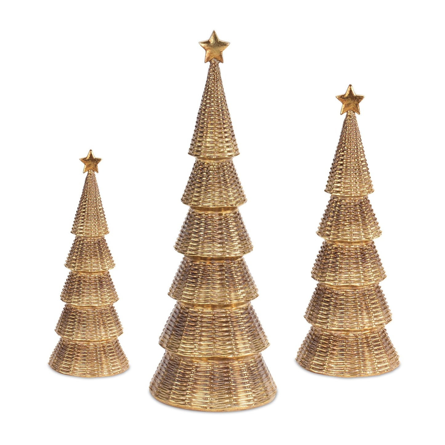 Gold Wicker Design Holiday Tree (Set of 3)