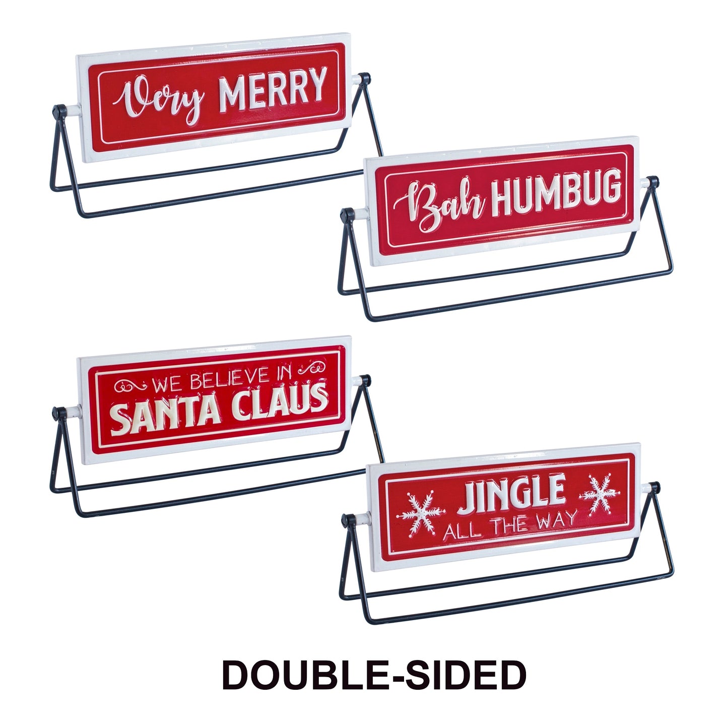 Reversible Christmas Sentiment Metal Table Sign (Set of 2)