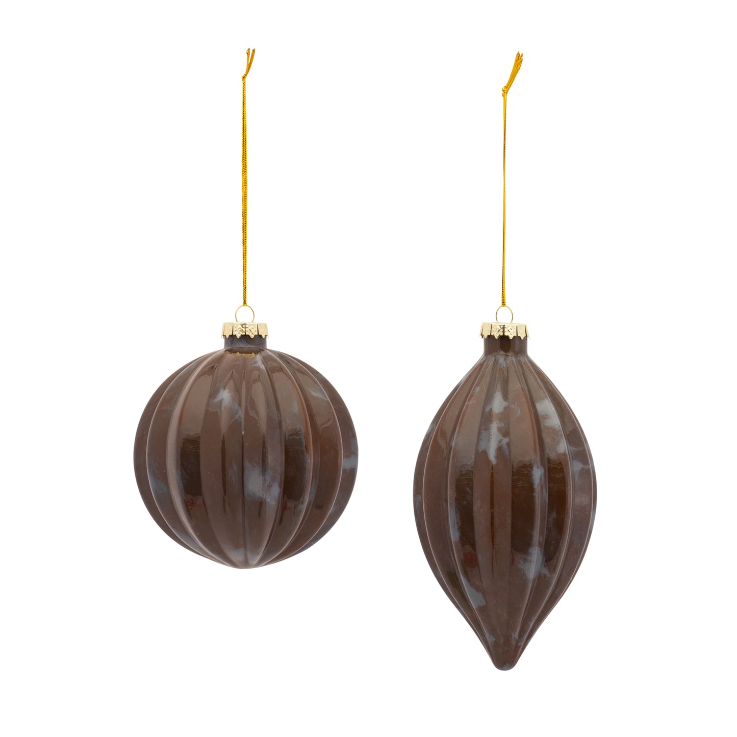 Brown Glass Ball and Onion Ornament (Set of 6)
