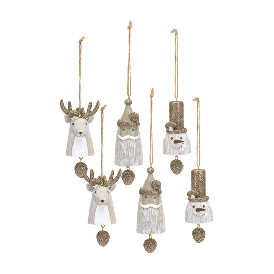 Modern Winter Character Bell Ornament (Set of 6)