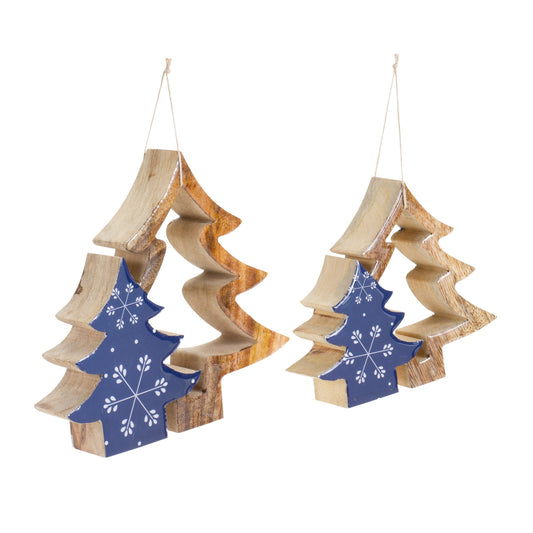 Wood Tree Cut Out Ornament (Set of 4)
