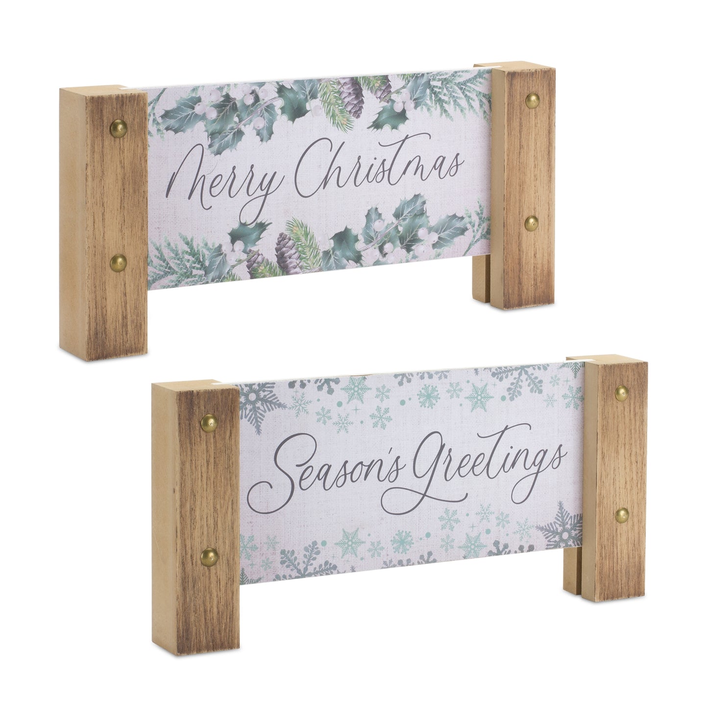 Wooden Tabletop Holiday Sentiment Plaque (Set of 4)