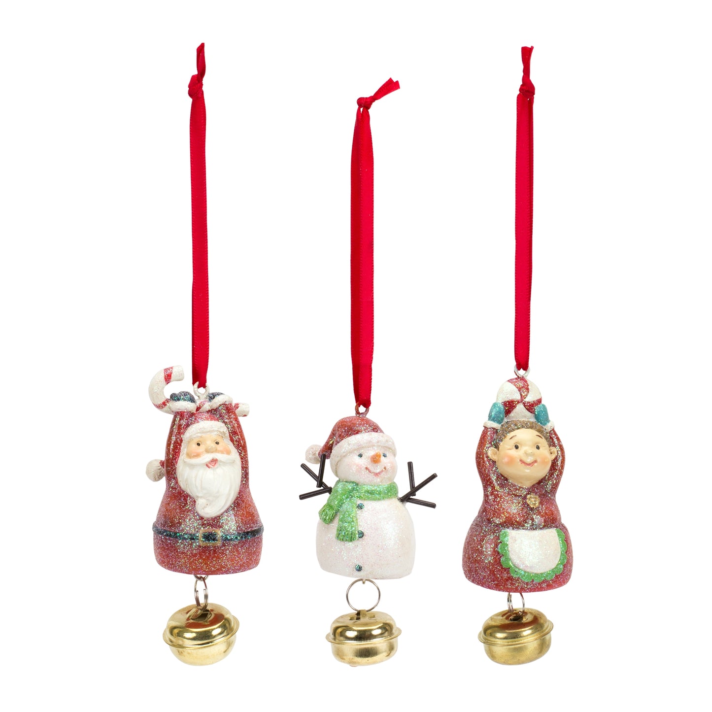 Glitter Frosted Christmas Character Ornament (Set of 12)