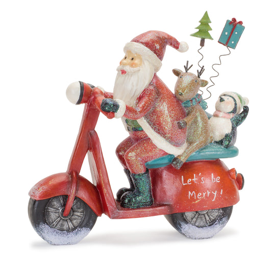 Santa on Scooter Figurine 9.75"L
