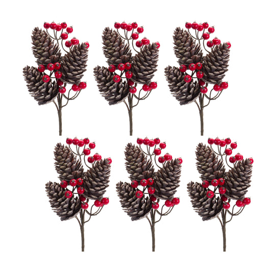 Winter Pinecone and Berry Pick (Set of 6)