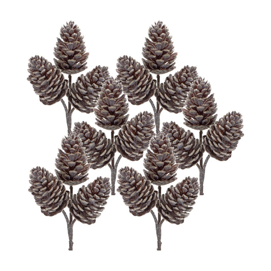 Frosted Triple Pine Cone Pick (Set of 5)