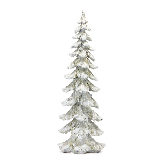 Flocked Snowy Silver Holiday Tree Décor 26"H