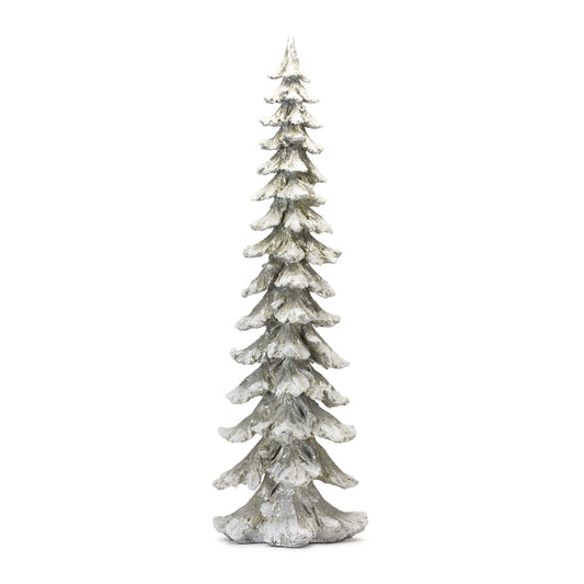 Flocked Snowy Silver Holiday Tree Décor 35"H
