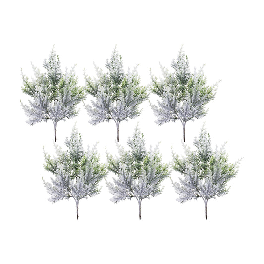 Snowy Flocked Pine Pick with Varigated Foliage (Set of 6)