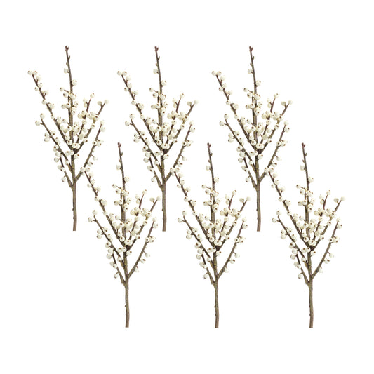 White Winter Berry Twig Pick (Set of 6)