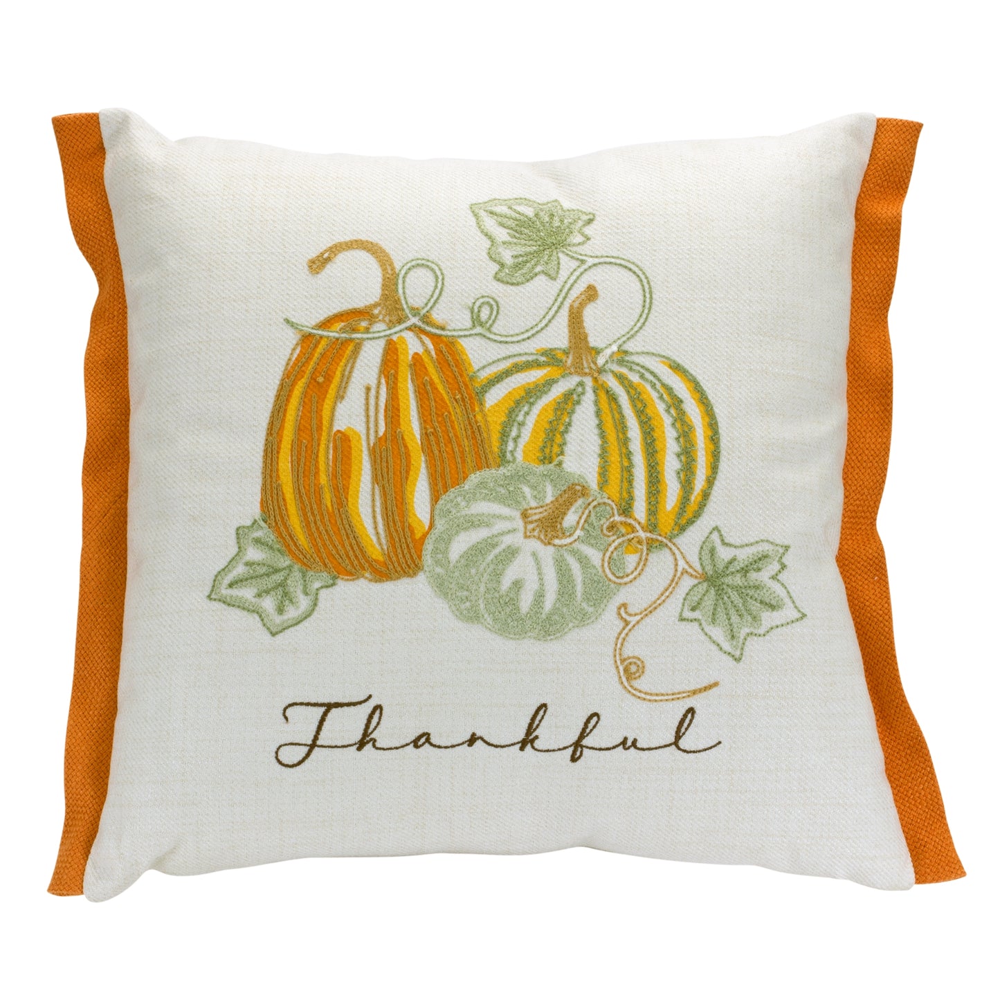Thankful and Pumpkin Pillow 16"SQ