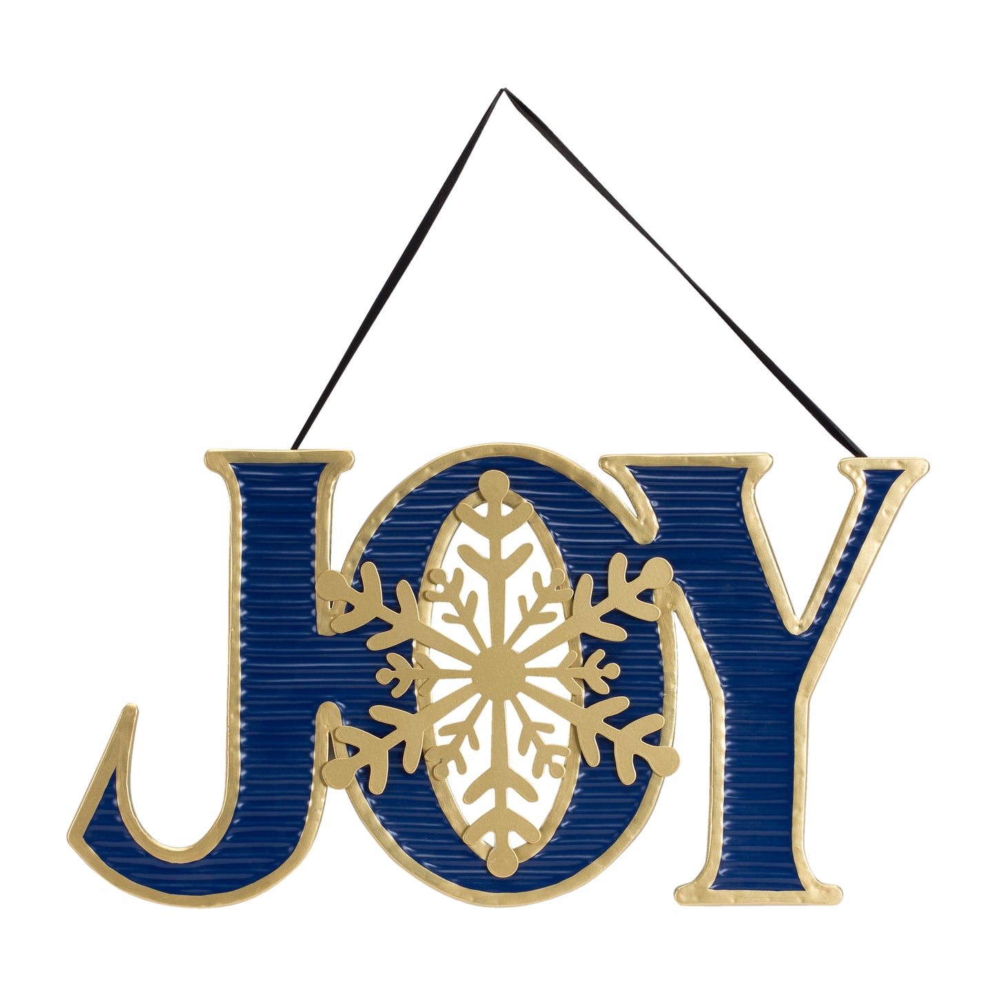 Metal Joy Sign with Gold Snowflake (Set of 2)