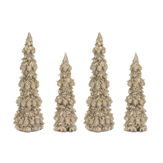 Champagne Glitter Holiday Tree Décor (Set of 4)