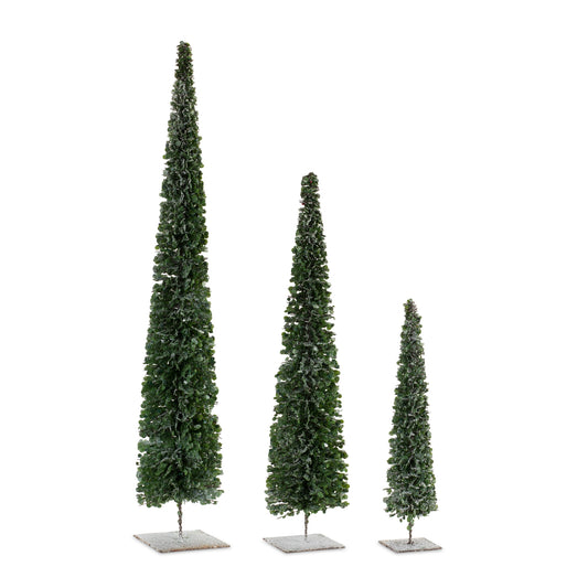 PVC Bottle Brush Design Pine Tree Décor with Stand (Set of 3)