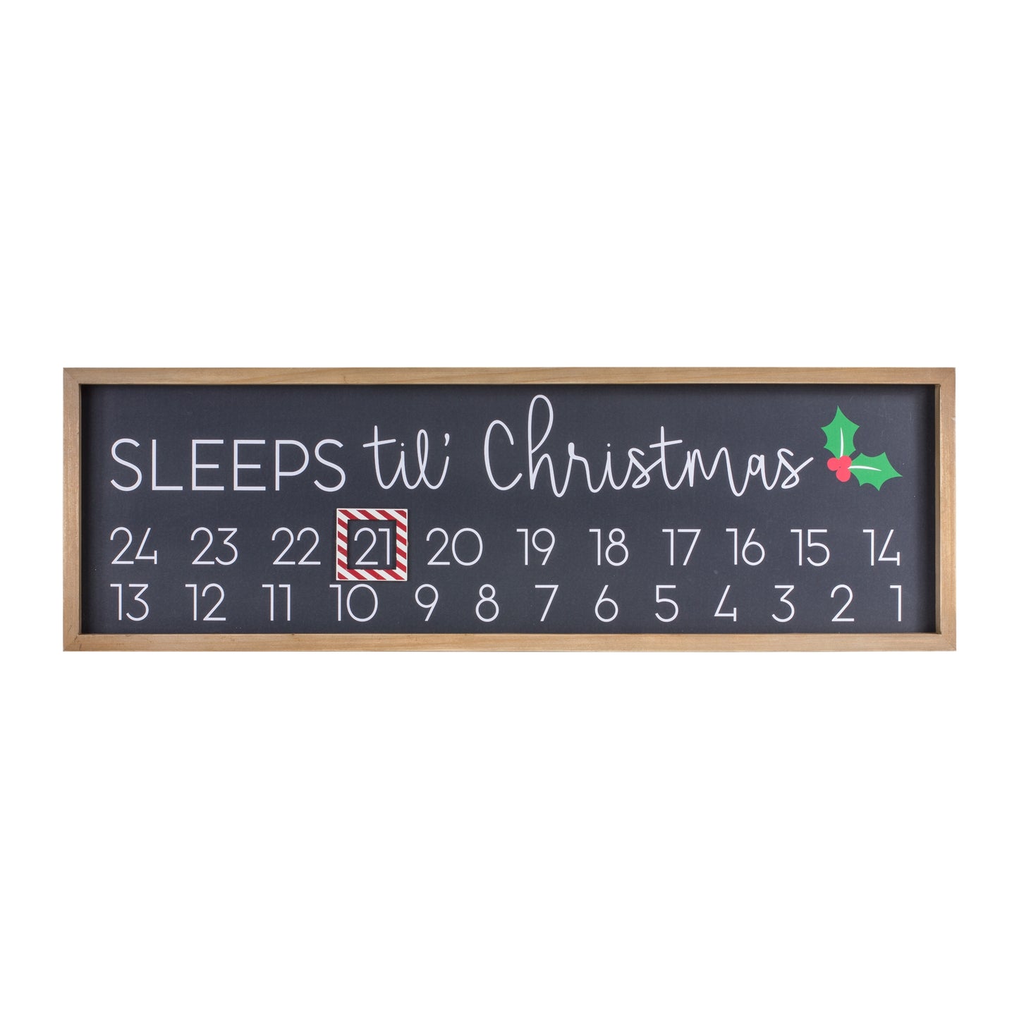 Wood Framed Sleeps Til Christmas Countdown with Magnetic Accent 29.75"L
