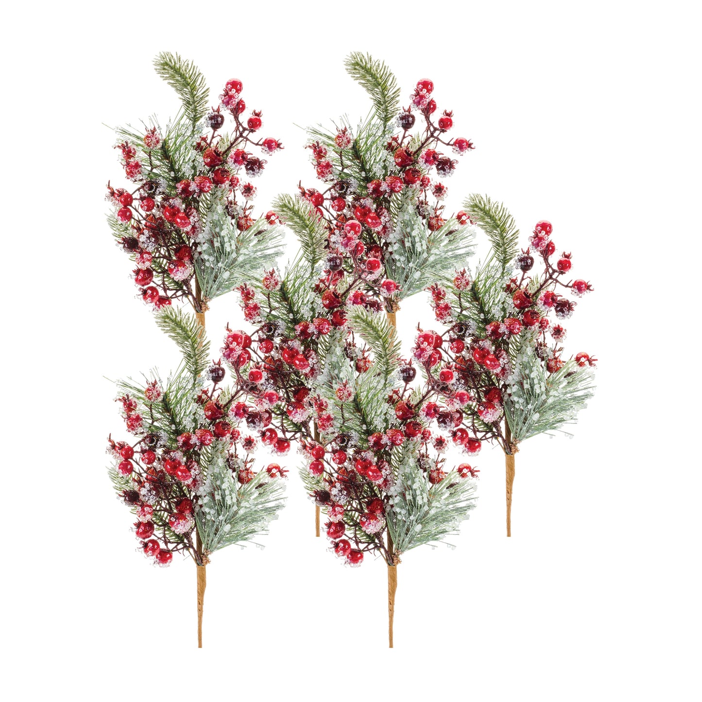 Iced Winter Pine and Berry Spray (Set of 6)
