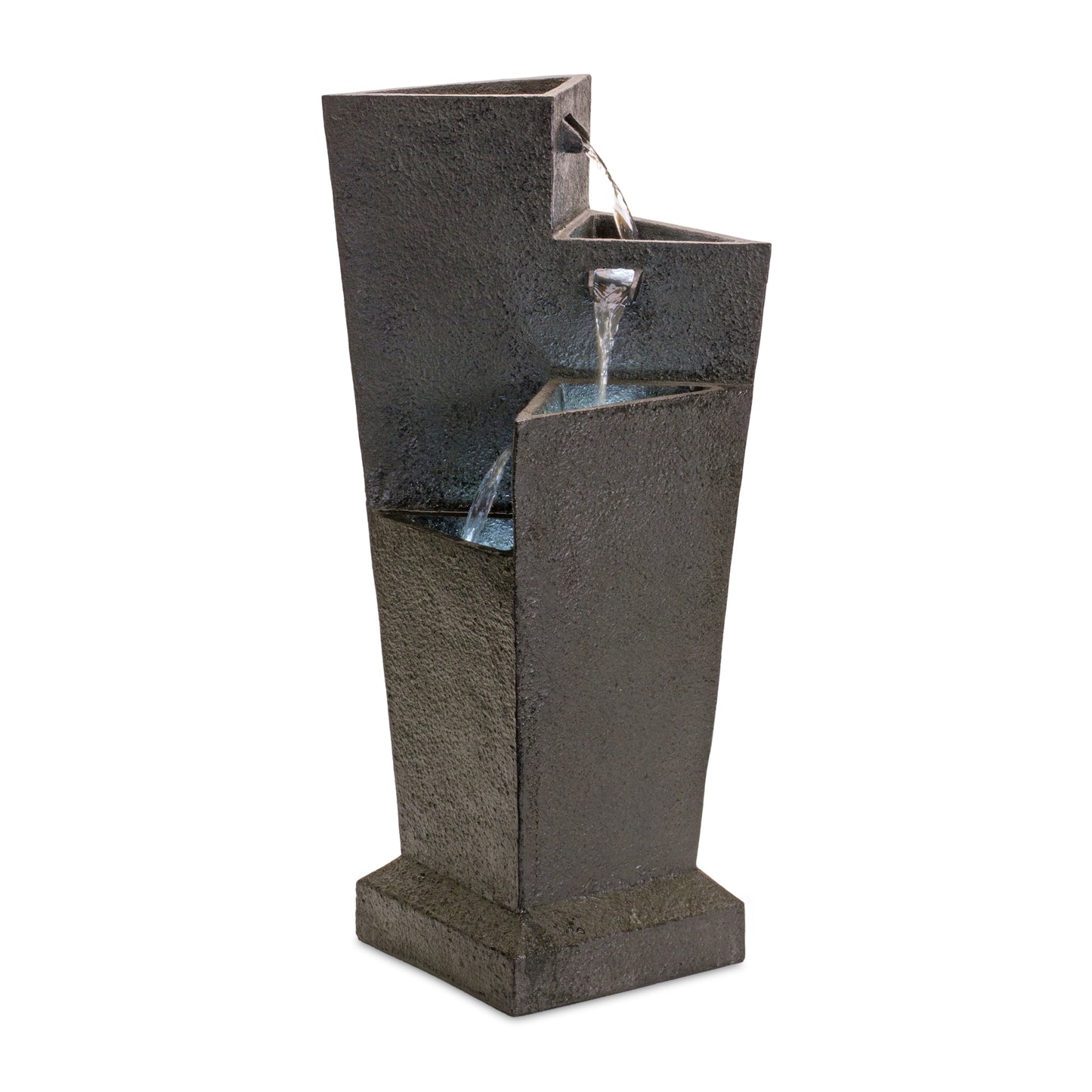 Modern Tiered Stone Fountain with Tapered Base 28.5"H