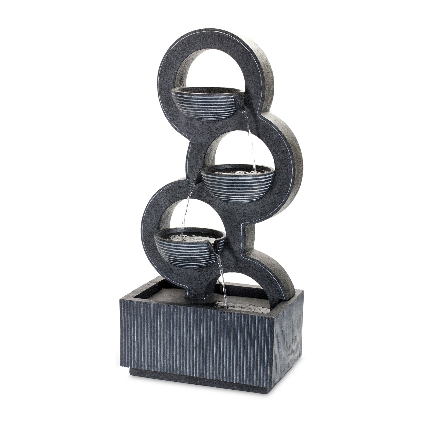 Modern Tiered Stone Rings Fountain 35.5"H