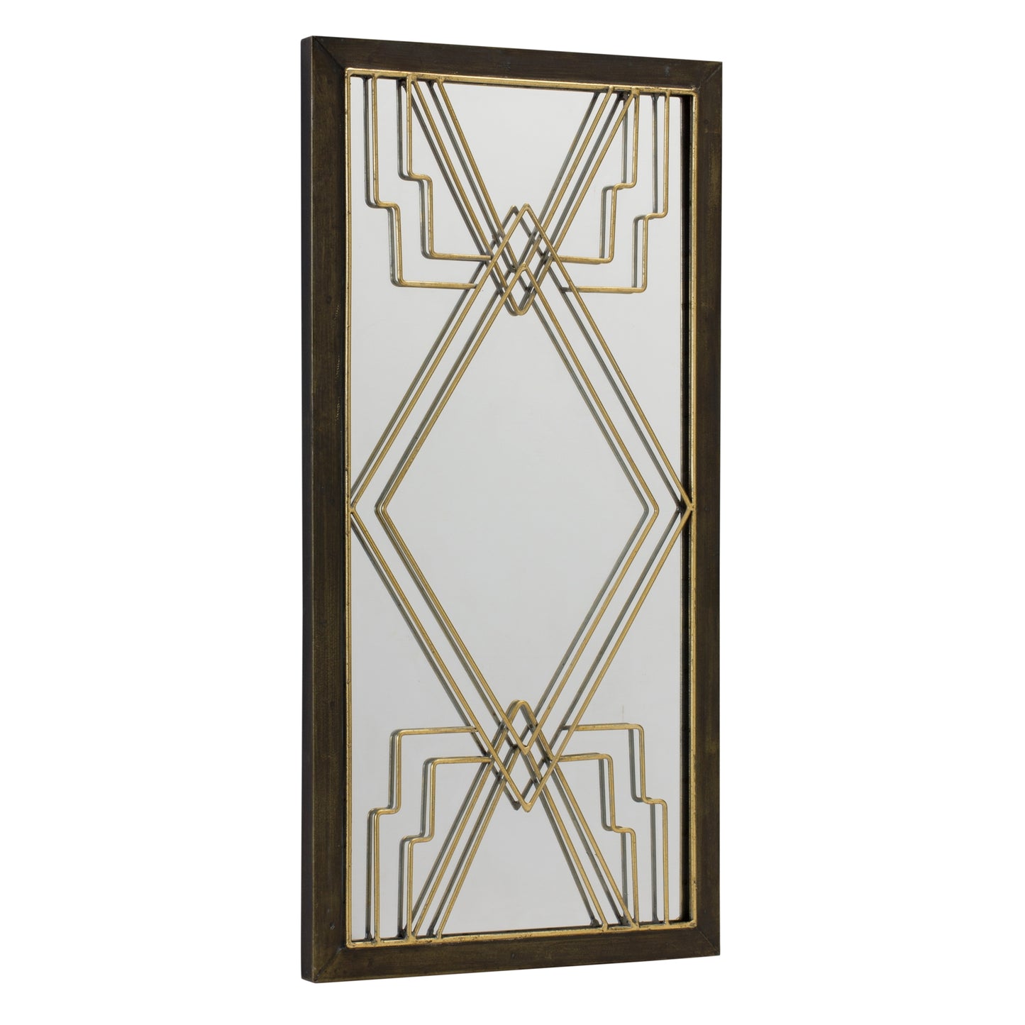 Metal Wall Mirror with Art Deco Design 23.75"H