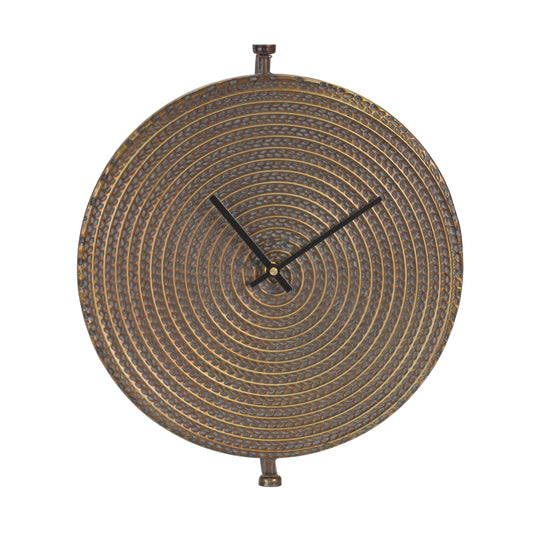 Bronze Metal Wall Clock with Suspended Stand 15"D