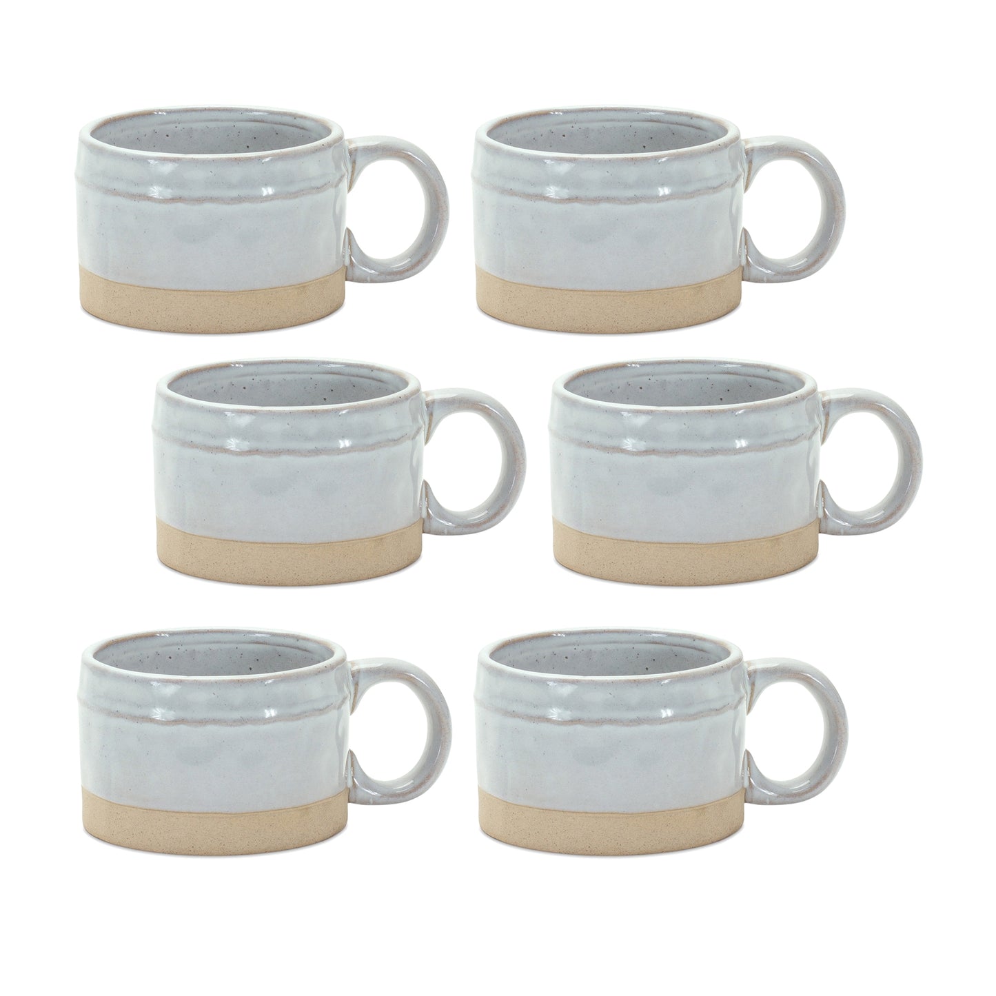 Rustic Porcelain Mug with Beige Accent (Set of 6)