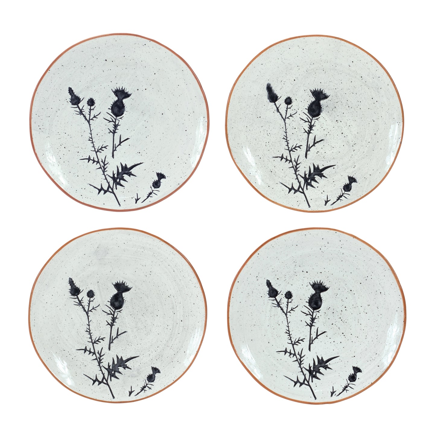 Rustic Thistle Etched Plate with Speckled Finish (Set of 2)