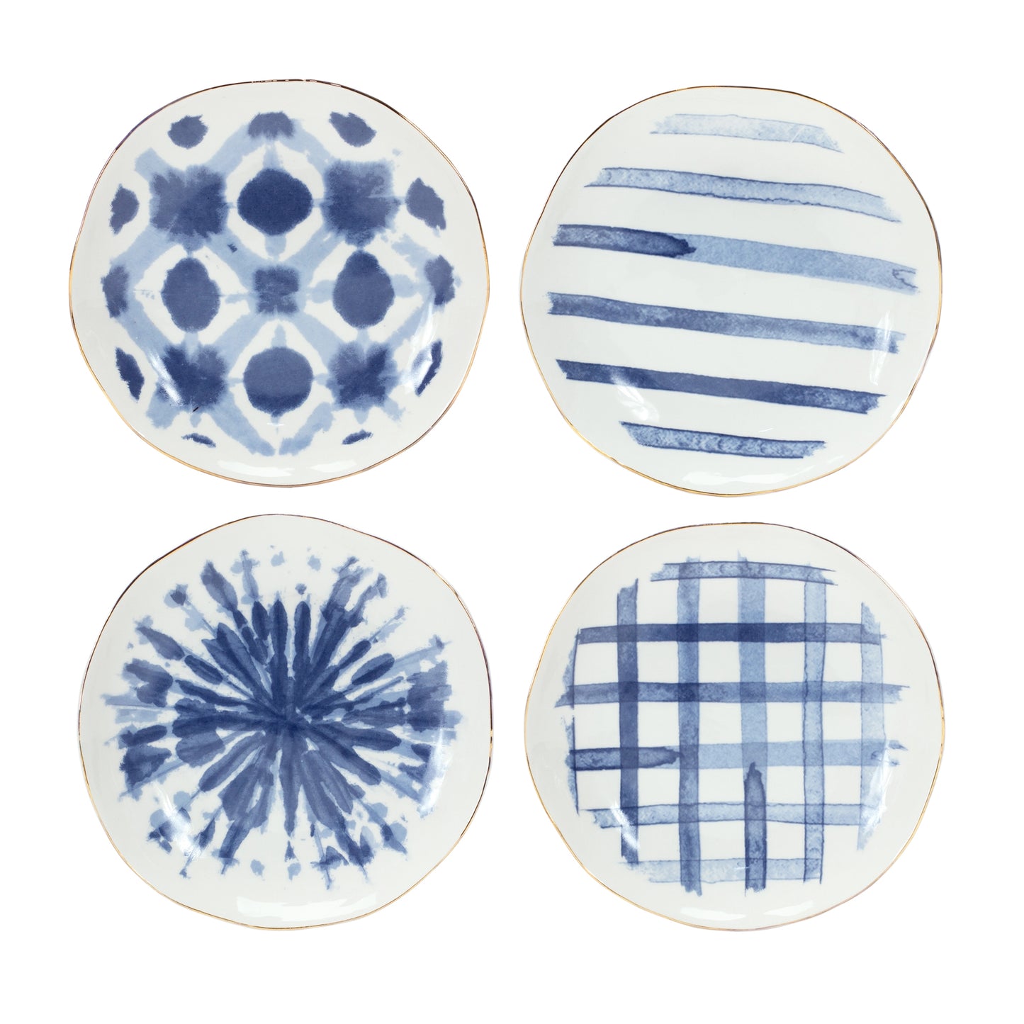 Coastal Tie-Dye Design Ceramic Plate (Set of 4)