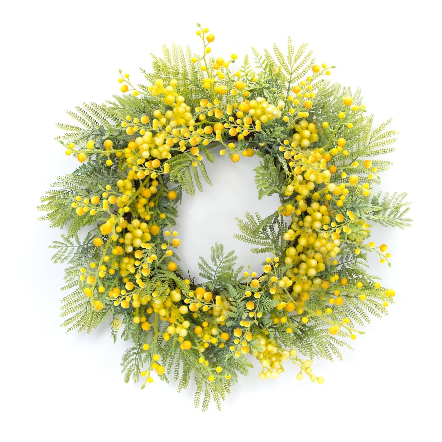 Fern and Mimosa Wreath 27"D