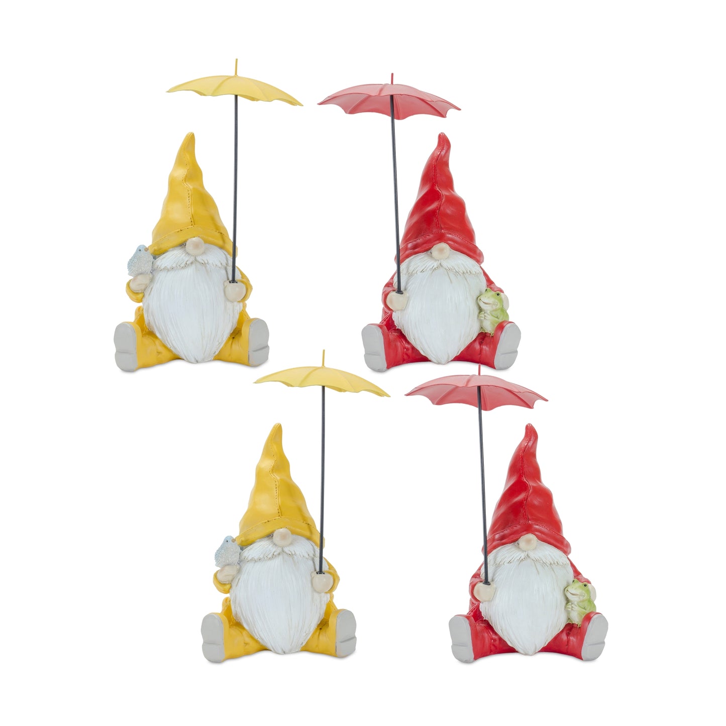Garden Gnome with Umbrella and Woodland Animals (Set of 2)