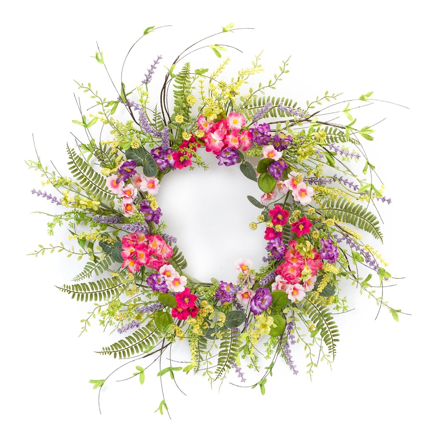 Mixed Fern and Wildflower Floral Wreath 27"D
