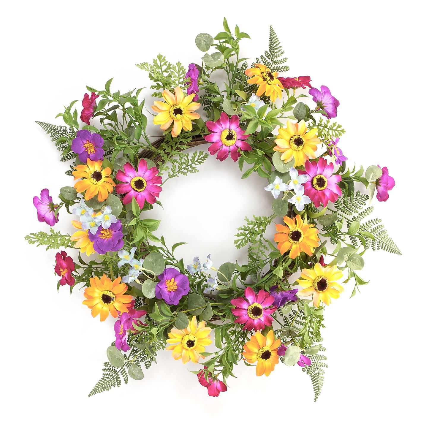 Mixed Fern and Daisy Wildflower Wreath 18"D