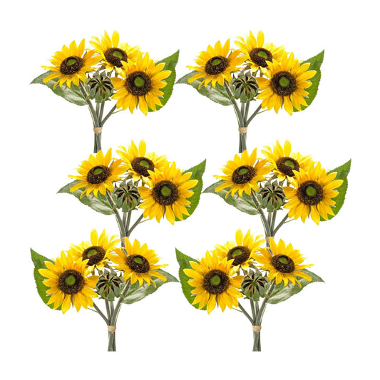 Yellow Sunflower Floral Bouquet (Set of 6)