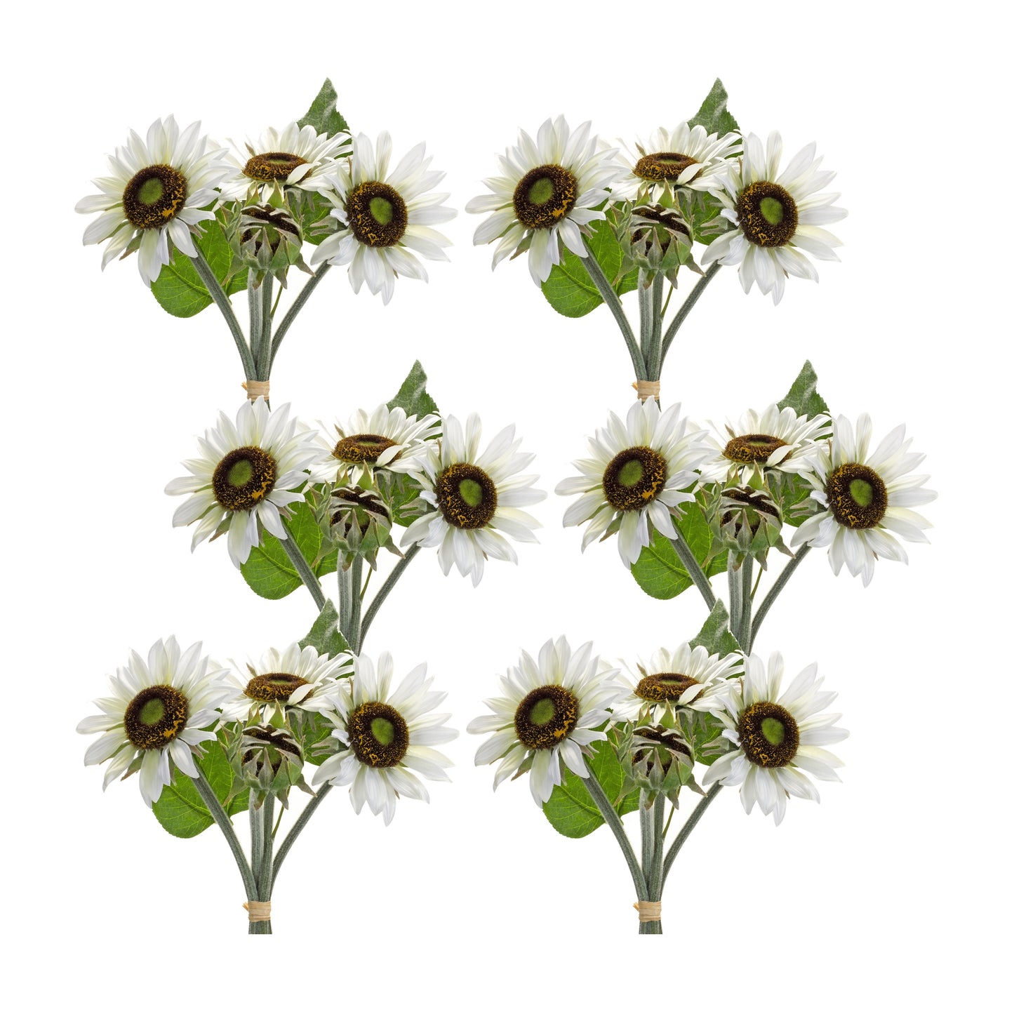 White Sunflower Floral Bouquet (Set of 6)
