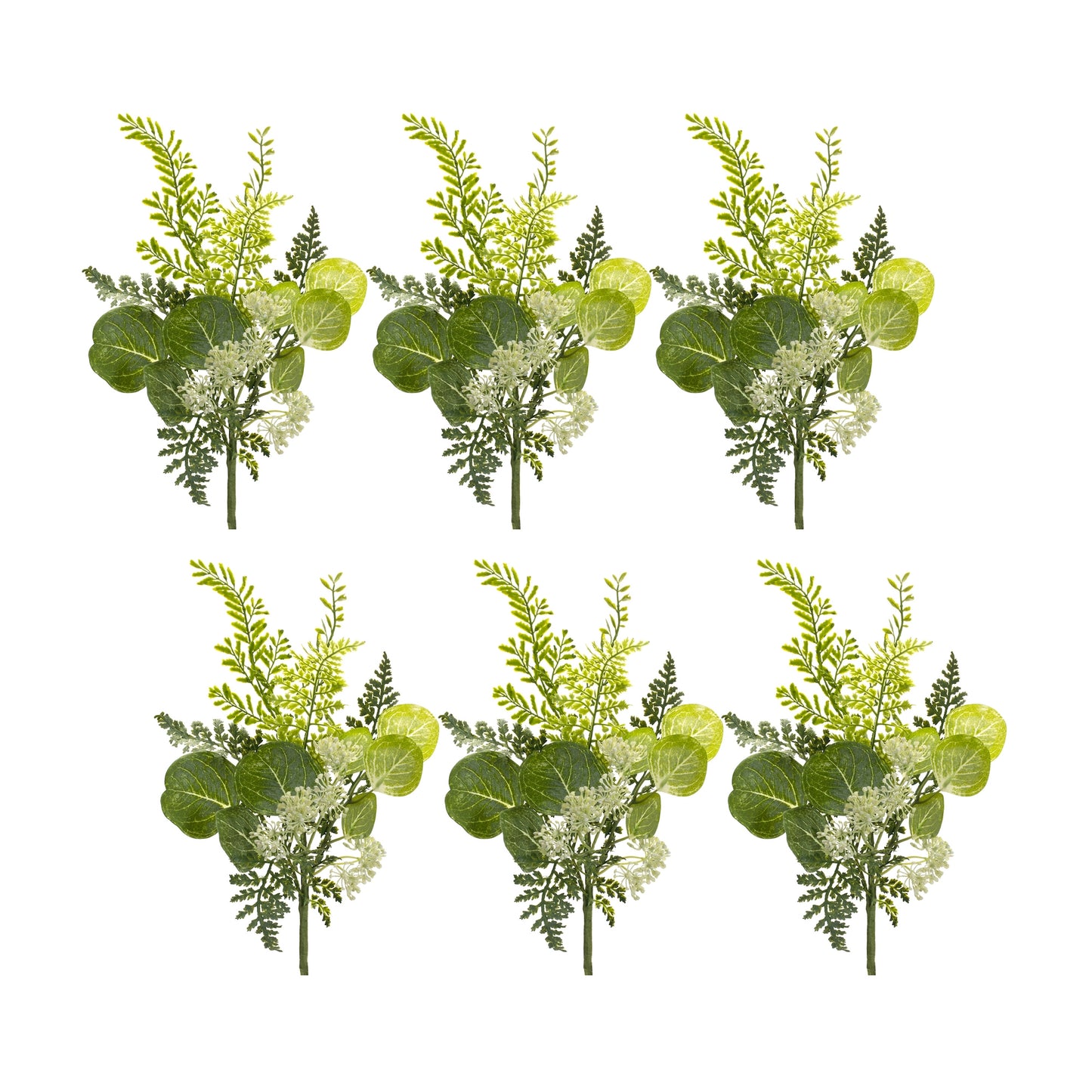 Fern and Eucalyptus Foliage Spray with Queen Anne Accent (Set of 6)