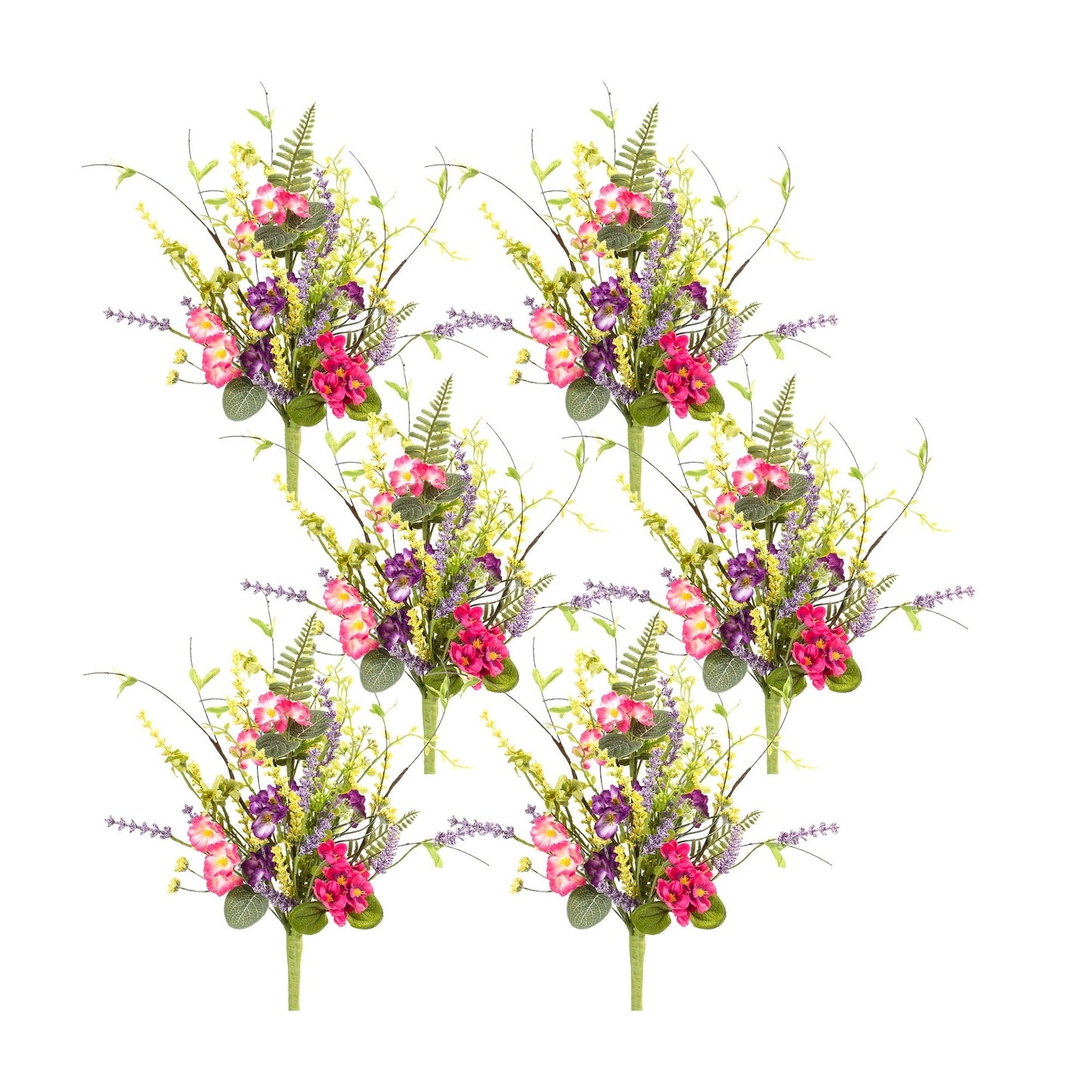 Mixed Wildflower Floral Bush with Lavender Accent (Set of 6)