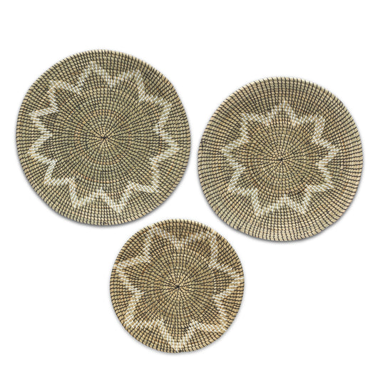Woven Seagrass Basket Hanging Wall Décor (Set of 3)